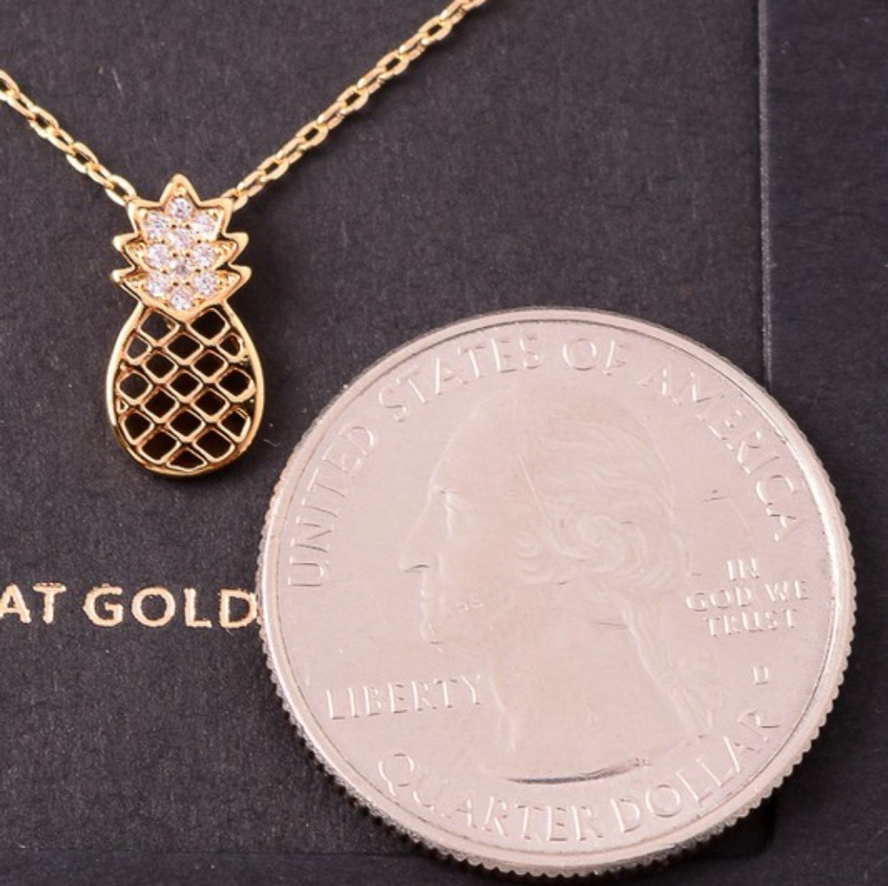 Pineapple necklace dainty 14 karat gold dipped - Picture 2 of 3